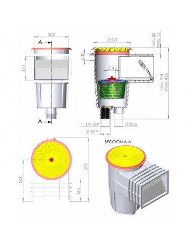 Skimmer piscina hormigón tapa...